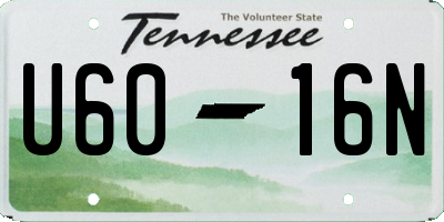 TN license plate U6016N