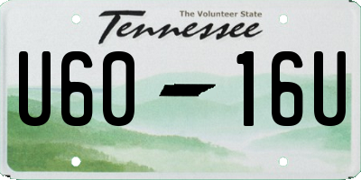 TN license plate U6016U