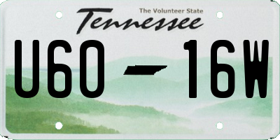 TN license plate U6016W