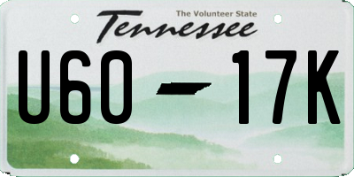 TN license plate U6017K