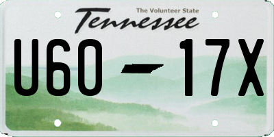 TN license plate U6017X