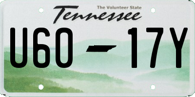 TN license plate U6017Y