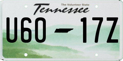 TN license plate U6017Z