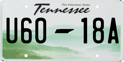 TN license plate U6018A