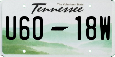 TN license plate U6018W