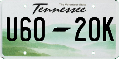TN license plate U6020K