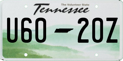 TN license plate U6020Z