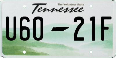 TN license plate U6021F