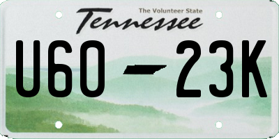 TN license plate U6023K