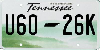 TN license plate U6026K