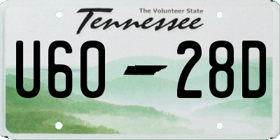 TN license plate U6028D