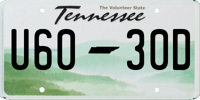 TN license plate U6030D