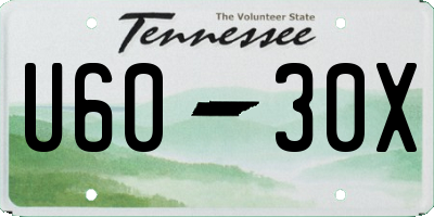 TN license plate U6030X