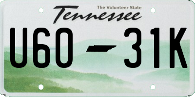 TN license plate U6031K