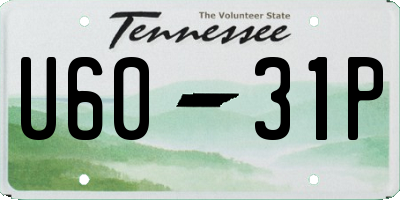 TN license plate U6031P