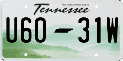 TN license plate U6031W