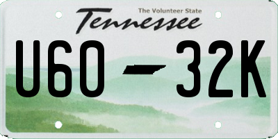 TN license plate U6032K