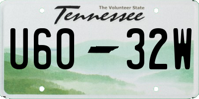 TN license plate U6032W