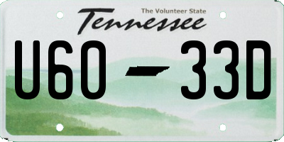 TN license plate U6033D