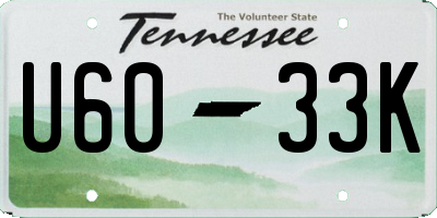 TN license plate U6033K
