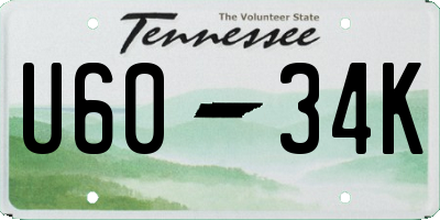 TN license plate U6034K