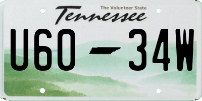 TN license plate U6034W