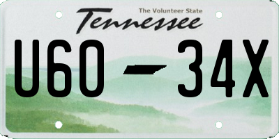 TN license plate U6034X