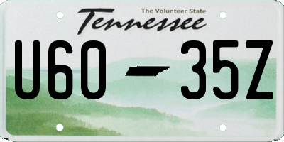 TN license plate U6035Z