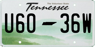 TN license plate U6036W
