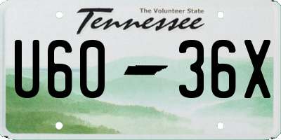 TN license plate U6036X