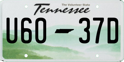 TN license plate U6037D