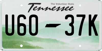 TN license plate U6037K