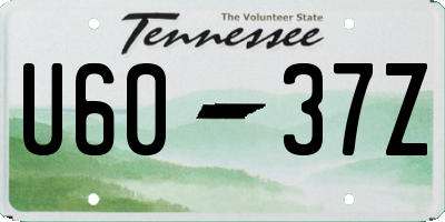 TN license plate U6037Z