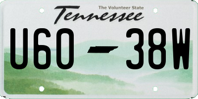 TN license plate U6038W