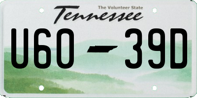 TN license plate U6039D