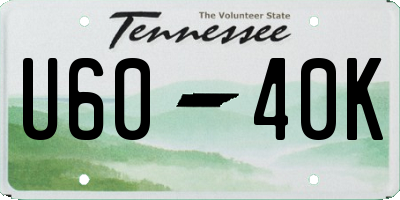 TN license plate U6040K