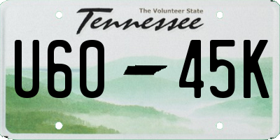 TN license plate U6045K