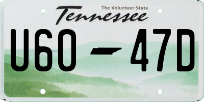 TN license plate U6047D