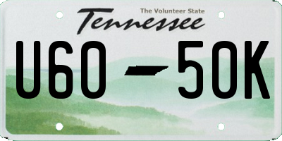TN license plate U6050K
