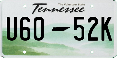 TN license plate U6052K