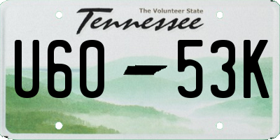 TN license plate U6053K