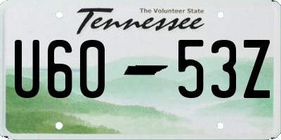 TN license plate U6053Z
