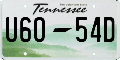 TN license plate U6054D