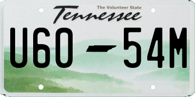 TN license plate U6054M