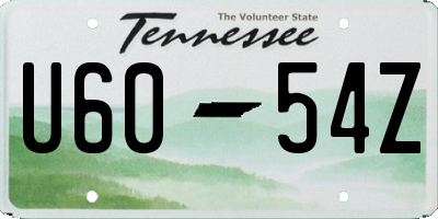 TN license plate U6054Z