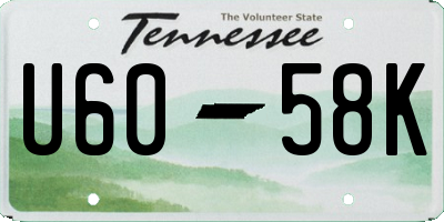 TN license plate U6058K