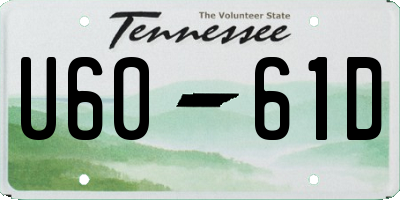 TN license plate U6061D
