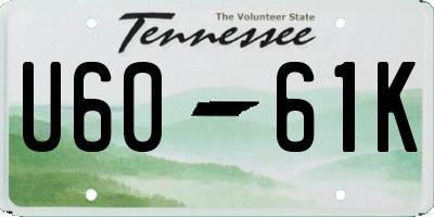 TN license plate U6061K