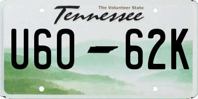 TN license plate U6062K