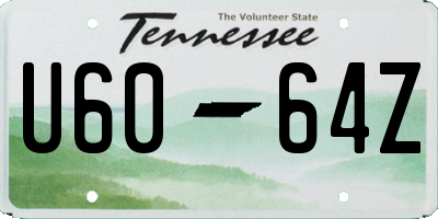 TN license plate U6064Z